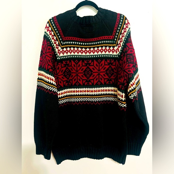Vintage Y2K Tommy Hilfiger Fair Isle Knit Cotton Sweater Size Large Christmas - Picture 1 of 5